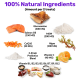 100% Natural Ingredients in pet treats including Glucosamine, Salmon Oil, MSM, CoQ10, Algae, Probiotics, Vitamin C, and B vitamins.