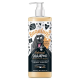 Flasche mit Bugalugs Haferflocken-Shampoo für Hunde, mit einem Cartoon-Hund, veganem Etikett und dem Anspruch, trockene, juckende Haut zu beruhigen.