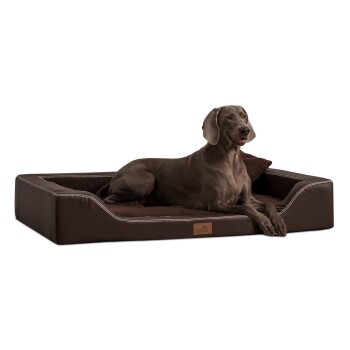 ® Orthopädisches LUXUS-Hundebett MELODY LATEX Soft Kunstleder Velours braun 1,2 m, 22 cm, 85 cm