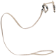 Eine beige Haustierleine mit passendem Geschirr, mit verstellbaren Riemen und einem Metallclip zur Befestigung.