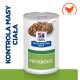 Karma w puszce Hill's Prescription Diet Metabolic, z łyżką karmy na wieczku i tekstem "KONTROLA MASY CIAŁA."