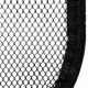Nahaufnahme eines schwarzen Netzstoffs mit hexagonalem Muster, mit einem stabilen Rand, geeignet für Haustierzubehör.