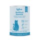 KatKare hellblaue Dose mit Aufschrift 'Weißfisch Essential', hypoallergene Snacks mit Katzensilhouette und dem Slogan 'Snack gut. Tu Gutes. Fühl dich gut.'