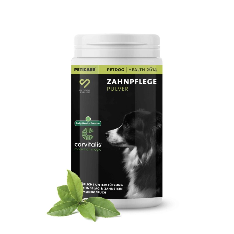 Peticare Ergänzungsfutter Zahnpflege Pulver für Hunde 125g
