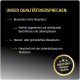 Schwarzer Hintergrund mit „UNSER QUALITÄTSVERSPRECHEN:“ und Aufzählungspunkten; goldenes Siegel „SELECT GOLD Premium-Qualität“.