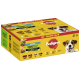 Pedigree 80 Giant Pack Hundefutterbox mit einem lächelnden Hund, beschriftet mit "ADULT" und Zutaten aus Gemüse und Superfoods.