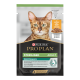 L'emballage de nourriture pour chats Purina Pro Plan Sterilised Adult montre un chat Bengal, mettant en avant les avantages pour la maintenance et la santé urinaire.