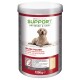 Container of PetBalance Support Joint Powder for dogs, featuring a golden retriever on the label, 1200g, with text in multiple languages.
