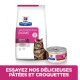Sac et boîte de nourriture pour chats Hill's Prescription Diet Gastrointestinal Biome, présentant un chat sur le sac, avec du texte promouvant les produits.
