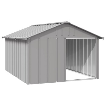 Hundehütte Verzinkter Stahl Hundezwinger Hundekäfig grau 1,165 m, 1,53 m, 81,5 cm