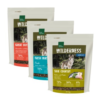WILDERNESS Adult Trial Pack 3 x 1 kg Pack 2, Chicken, fish, kangaroo