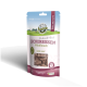 Packung von BELLFOR Premium-Hundeleckerlis mit der Aufschrift "Leckerbissen Wildfleisch", mit gefriergetrockneten Fleischstücken, 150g.