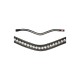Schwarzes Haustierhalsband, verziert mit funkelnden Strasssteinen, mit einem eleganten Design und einem kleinen Logo-Anhänger.