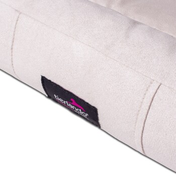 Tierlando® Premium Visco-Schaumstoff-Hundebett-Schichten mit den Bezeichnungen M-L und XL-XXL, die Materialien und Dicken auf Deutsch detailliert.