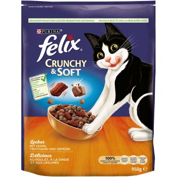 Felix Crunchy+Soft 4x950g Huhn, Truthahn und Gemüsezugabe