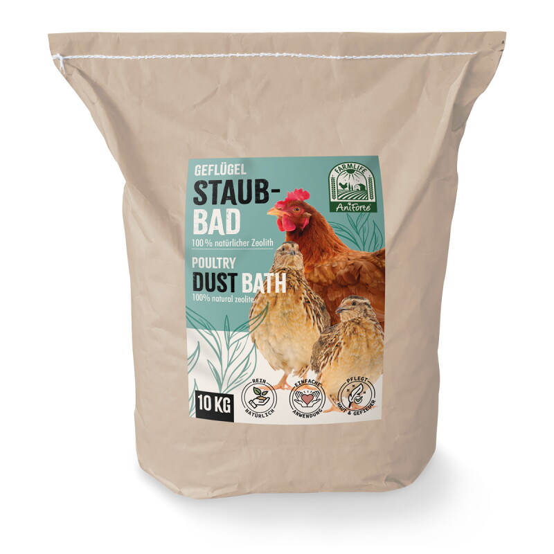 AniForte FarmLife Staubbad 10kg – Zeolith Einstreu für Hühner, Wachteln & Geflügel