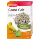 Beaphar Cana Grit Verpackung für Vögel, die eine Mischung aus Mineralien für die Verdauung zeigt, mit Bildern eines gelben Kanarienvogels und eines grünen Wellensittichs.