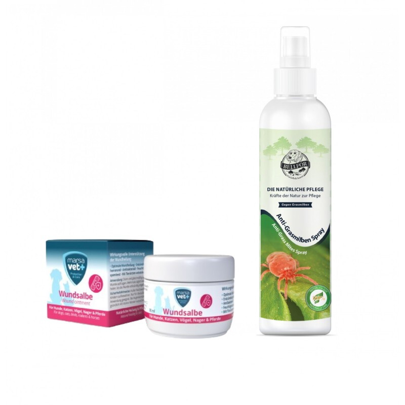 Bellfor Grasmilben Sparset für Hunde - Anti-Grasmilben Spray 250ml + Marsavet Wundsalbe 30 ml