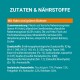 Verpackung für Haustierfutter mit "Mit Huhn und grünen Bohnen", die Zutaten und Nährwertinformationen auf Deutsch auflistet.