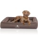 Orthopädisches Hundebett aus Velours mit Handwebcharakter Yukon braun/ grau XL