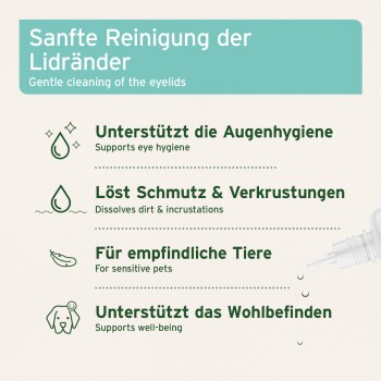 Sanfte Reinigung des Augenlidprodukts, unterstützt die Augenhygiene, löst Schmutz, geeignet für empfindliche Haustiere und fördert das Wohlbefinden.
