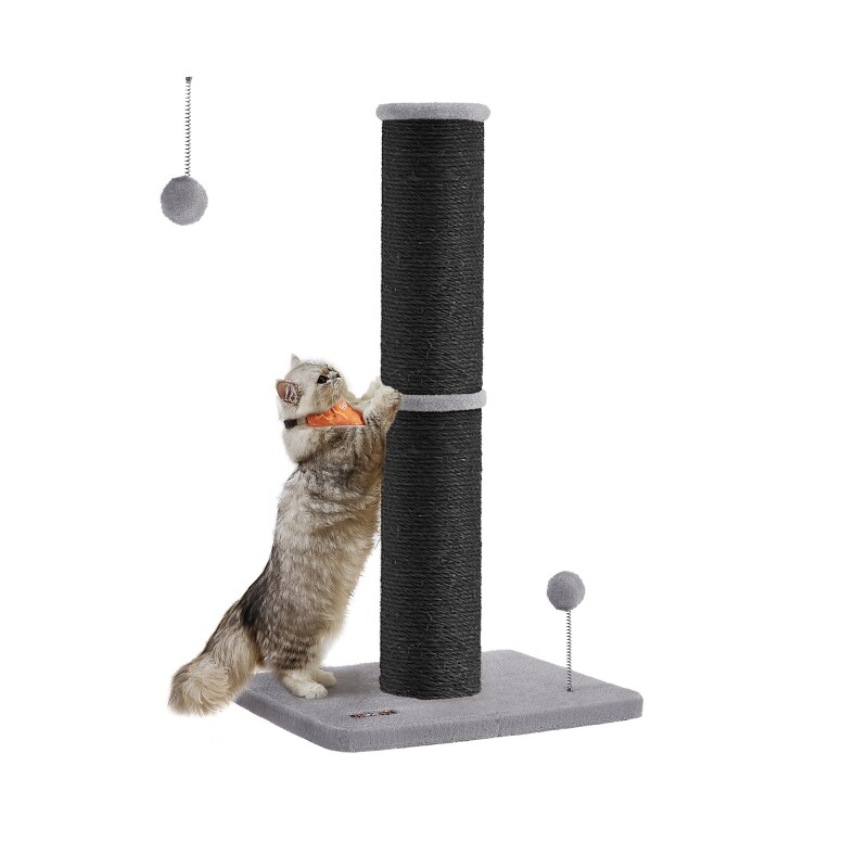 FEANDREA Kratzbaum Kratzsäule mit Plüschball und Glocke schwarz