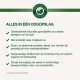 Huisdier voedsel advertentie met een groene 'Natuurlijk' zegel dat natuurlijke Europese ingrediënten, smakelijke vis, graanvrije recepten en geen kunstmatige toevoegingen benadrukt.
