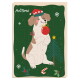 Ein festlicher hundethemen Adventskalender mit einem verspielten Hund in einem grünen Pullover, mit dem Text "paw-some christmas" und "AniForte."