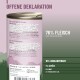 Dose Hundefutter mit einem offenen Deklarationsetikett, das die Zutaten auflistet: 76% Fleisch, 10% Kohlenhydrate, 7% Gemüse, 5% Obst.