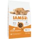 Tüte IAMS-Katzenfutter mit orange gestreifter Katze, IAMS-Logo, „Fresh Chicken“, 87% tierisches Protein, 1+ Jahre, 10 kg
