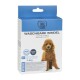 Verpackung für eine waschbare Hundewindel, mit einem Pudel, mit dem Text 'WASCHBARE WINDEL' und Größenoptionen XS bis XL für Hunde von 2-4 kg.