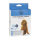 Packaging for a washable dog nappy, featuring a poodle, with text "WASCHBARE WINDEL" and size options XS to XL for dogs 2-4kg.