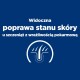Widoczna poprawa stanu skóry u szczeniąt z wrażliwością pokarmową, na niebieskim tle z białym symbolem skóry.