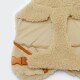 Beige Sherpa-gefütterte Hundeweste mit Polsterung und orangefarbenem Schnallenriemen