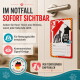 Set aus 4 Haustier-Rettungsschildern für Türen und Fenster, inklusive Marker, mit Hund-, Katzen- und Kaninchensymbolen, deutscher Text.