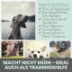 Bild eines Hundes am See, mit kleineren Bildern verschiedener Hunde. Text listet Vorteile für Hunde und Katzen auf, einschließlich Stressabbau und Trainingshilfe.