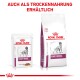 Royal Canin Early Renal Hundefutter in einem Beutel und einem Sack, mit dem Text "AUCH ALS TROCKENNARUNG ERHÄLTLICH".