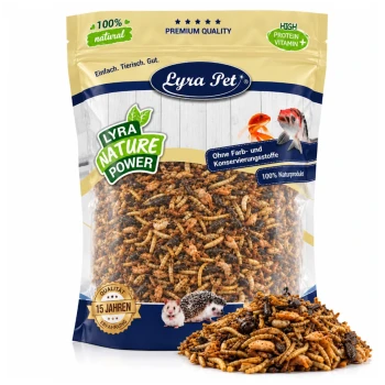 Lyra Pet Nature Power getrocknete Mehlwürmer für kleine Haustiere und Fische, 100 % natürlich, hoher Proteingehalt, keine Konservierungsstoffe.