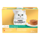 Boîte de nourriture pour chats Purina Gourmet Gold avec chat blanc à poil long et timbale de légumes dressée ; texte « Les Timbales... » « 12 x 85 g ».