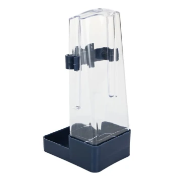 Vogeltränke 200ml Klarer Wasserspender für Haustiere mit einer dunkelblauen Basis, entworfen für einfachen Zugang und Hydration für Haustiere.