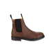Braune Leder-Chelsea-Stiefel mit elastischen Seitenpaneelen und Zuglaschen, die eine robuste Sohle für Langlebigkeit aufweisen.