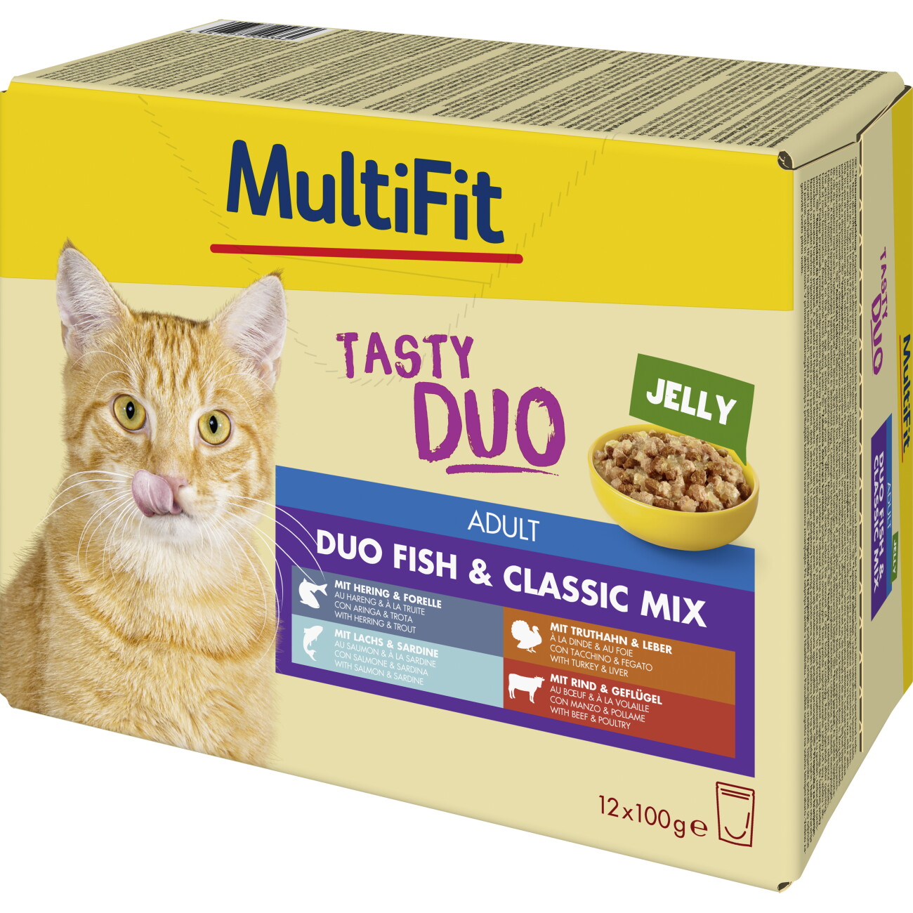 MultiFit Nassfutter Katze Tasty Duo Adult Duo Fish & Classic Jelly Mix Multipack 12x100 g
