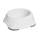 White pet food bowl with a non-slip base, featuring a smooth interior and rounded edges, suitable for dogs or cats.