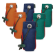 Drei Paare bunter Hundetrainings-Dummy-Werfer in Orange, Blau und Grün mit Seil und Griff, beschriftet mit Romneys.