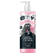 Flasche mit Bugalugs 3-in-1 Shampoo, Conditioner und Entwirrungsmittel für Hunde, mit einem Cartoon-Hund, Himbeer- und Zitronenduft, vegan, 500ml.