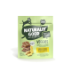 Grüne Hundesnackverpackung mit der Aufschrift "Natürlich gut" und "Happy Pet - Happy Life" sowie "Gemüse" und "Käse-Kartoffelsnack mit Käse & Tomate."