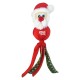 Jouet pour chien festif en forme de Père Noël, avec un corps rouge, une barbe blanche et des yeux bleus, avec le texte "KONG Wubba" et des rubans verts.