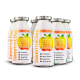Fünf Flaschen "SmoothieDog" Immuno Boost Snack für Hunde, mit einem grünen Apfel-Design und den Highlights Rindfleisch, Früchte und Superfoods.