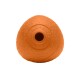 Oranges Gummihundespielzeug mit einer strukturierten Oberfläche und einem zentralen Loch, mit dem Markennamen "RUFFWEAR" eingeprägt.