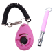 Ein pinker Hundetraining-Clicker mit einem spiralförmigen Handgelenkband und einer pinken Pfeife, entworfen für Haustiertraining und Kommunikation.